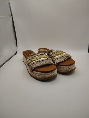 NWOT Blowfish Malibu Platform Slide Sandals Fringe Braided Espadrille W Sz 8.5